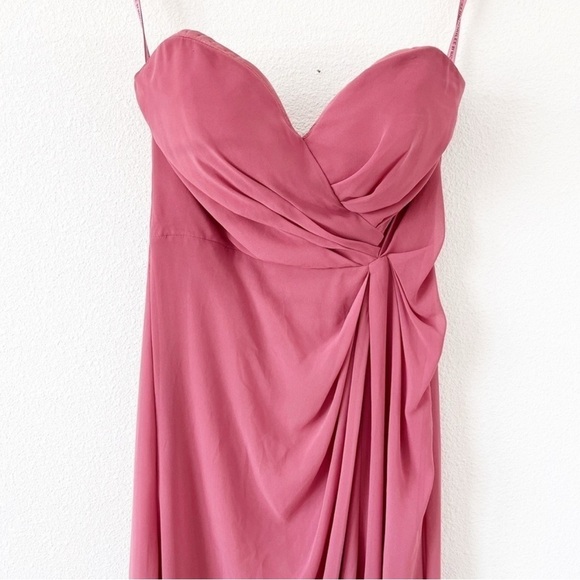 Mori Lee Pink Chiffon Strapless Sweetheart Gown Bridesmaid Formal Dress - Picture 3 of 9